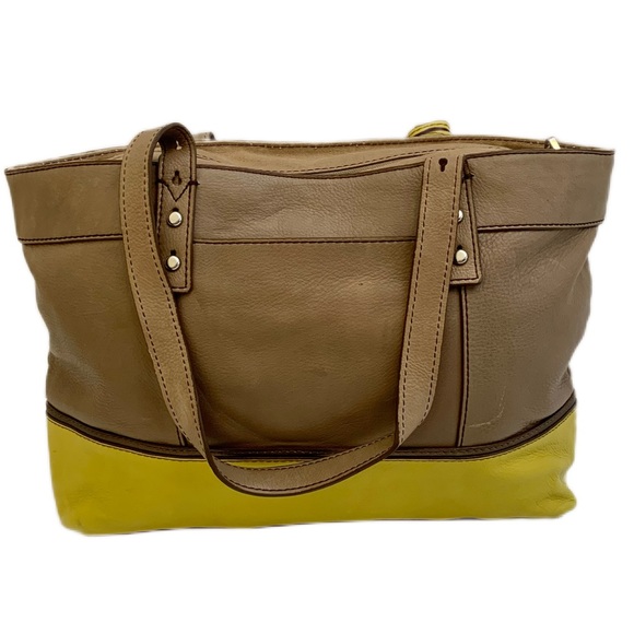 Fossil Taupe/Tan Leather Tote - Picture 6 of 17